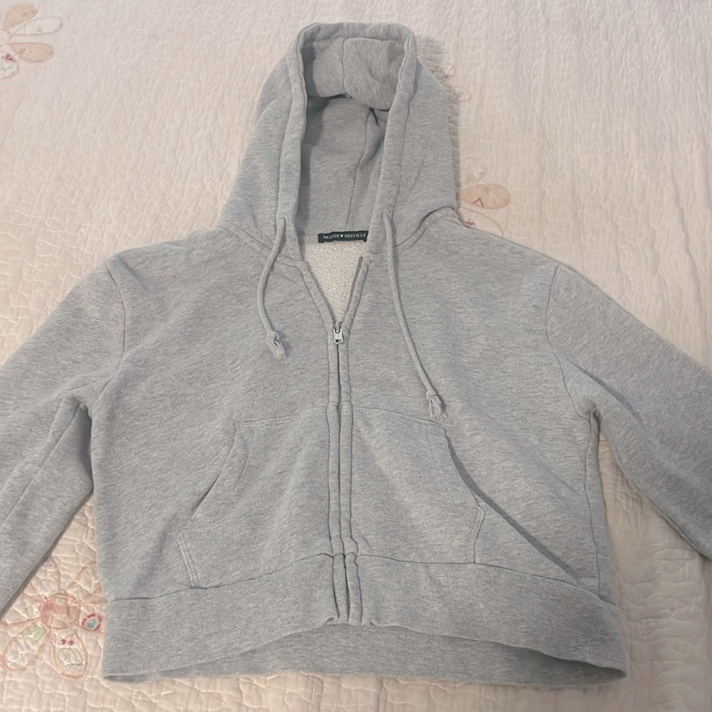 Light grey cropped zip up